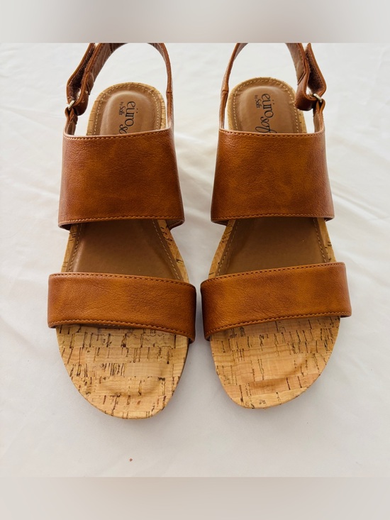 Reba Shoes - Eurosoft by Soft Reba Brown Wedge Sandal Women’s Size 7.5 Wide Euro 38.5 Summer
